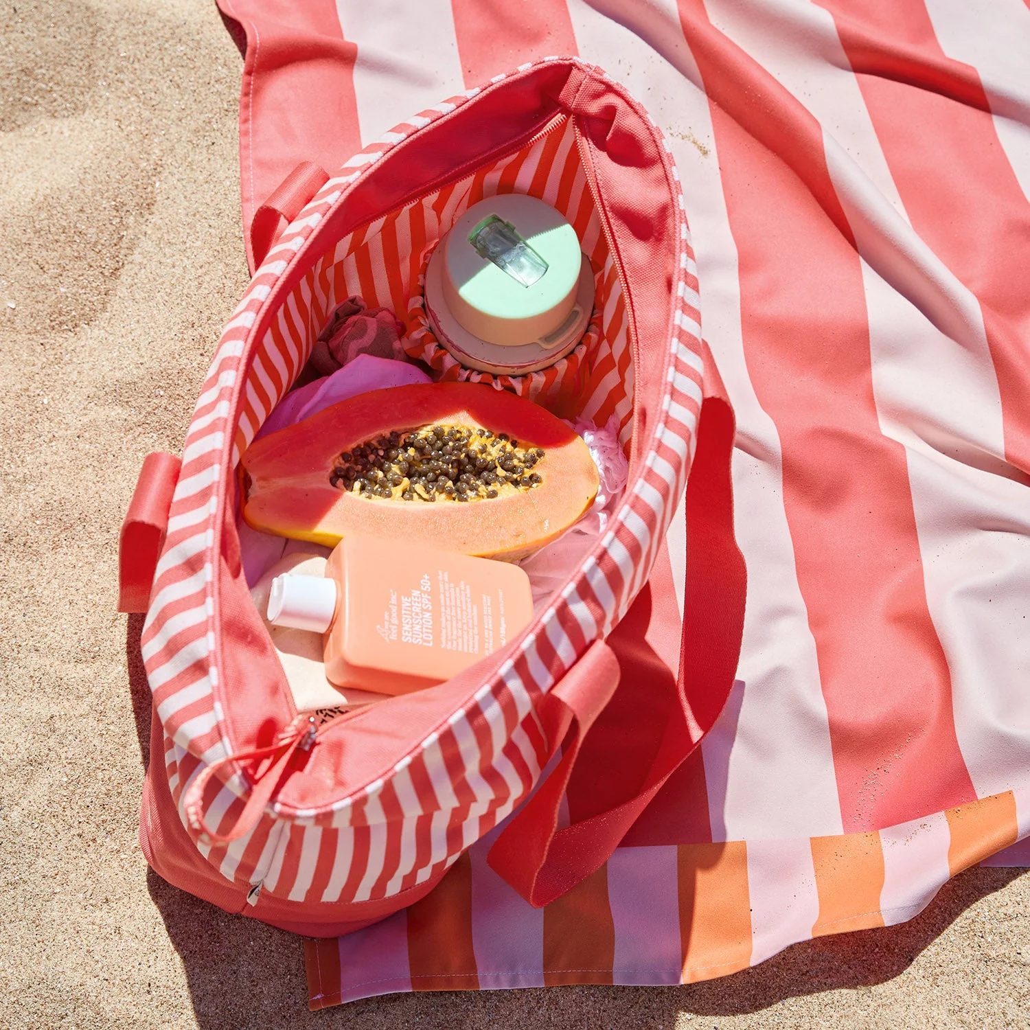 Dock & Bay Canvas Beach Bag - Raspberry Road - Image 3