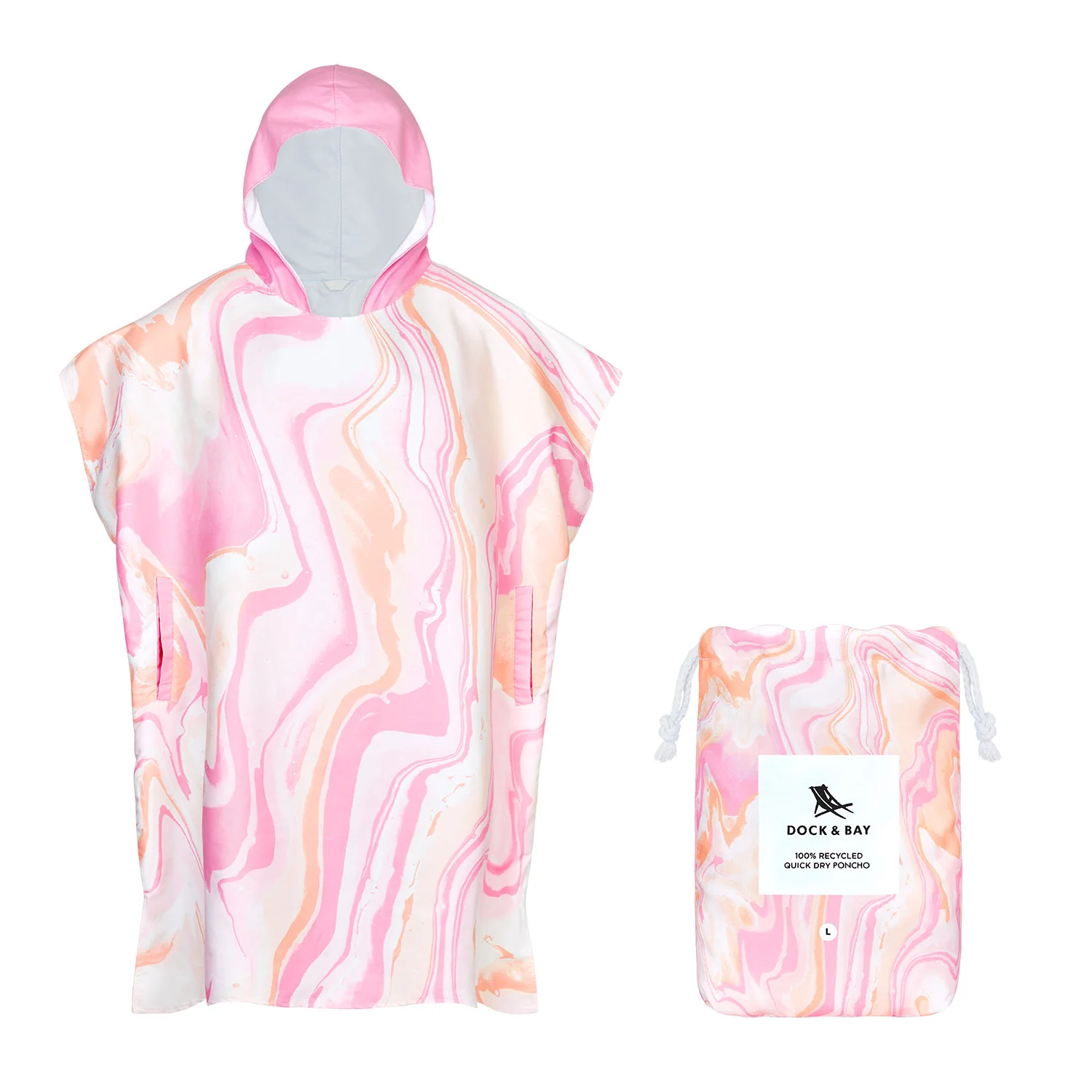 Dock & Bay Adult Poncho - Marble - Peach Melba - Image 2